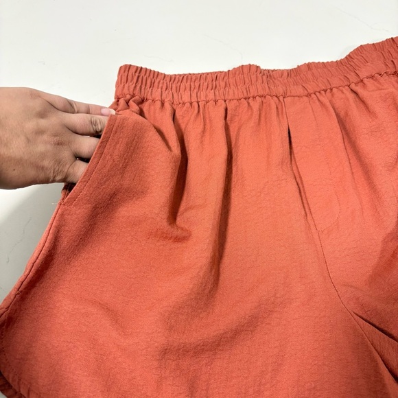 Mango Rust Orange Pull on Elastic Waist Shorts Medium Casual Beach Vacation - Picture 8 of 11
